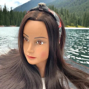 Preppy Bling Red Plaid Silk Headband with Bling Rhinestone Street Style